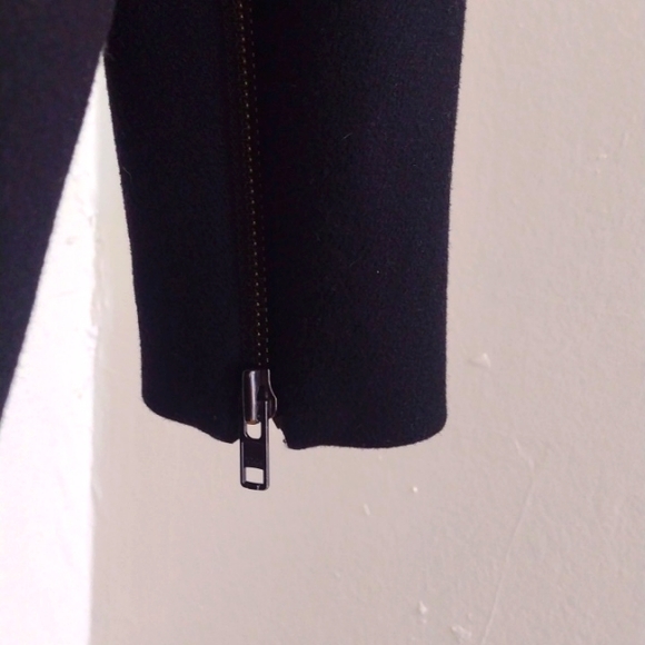 Madewell Black Wool Blend City Grid Cocoon Coat Leather Trim Size 4 - Picture 7 of 13